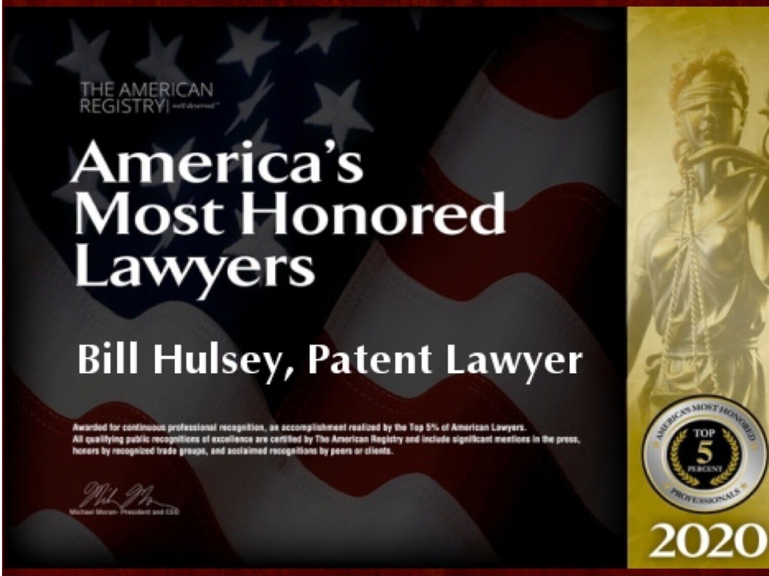 Bill Hulsey Patent Lawyer America's Most Honored Lawyers 2020