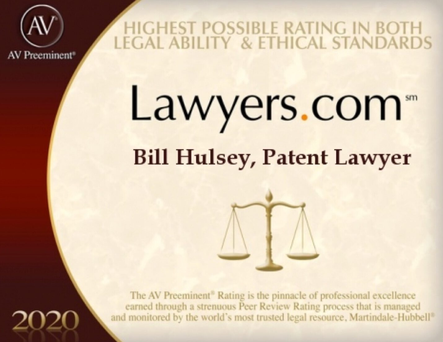 Lawyers.com AV Preeminent Bill Hulsey Patent Lawyer